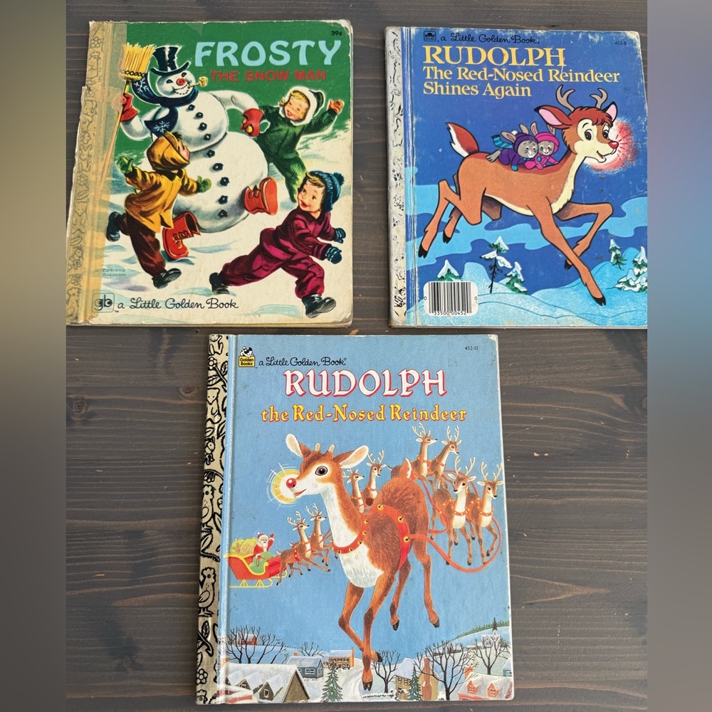 3 x vintage Christmas Little Golden Books